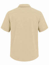 Beige Men's Essential Knit Polo back view by Nasseeb