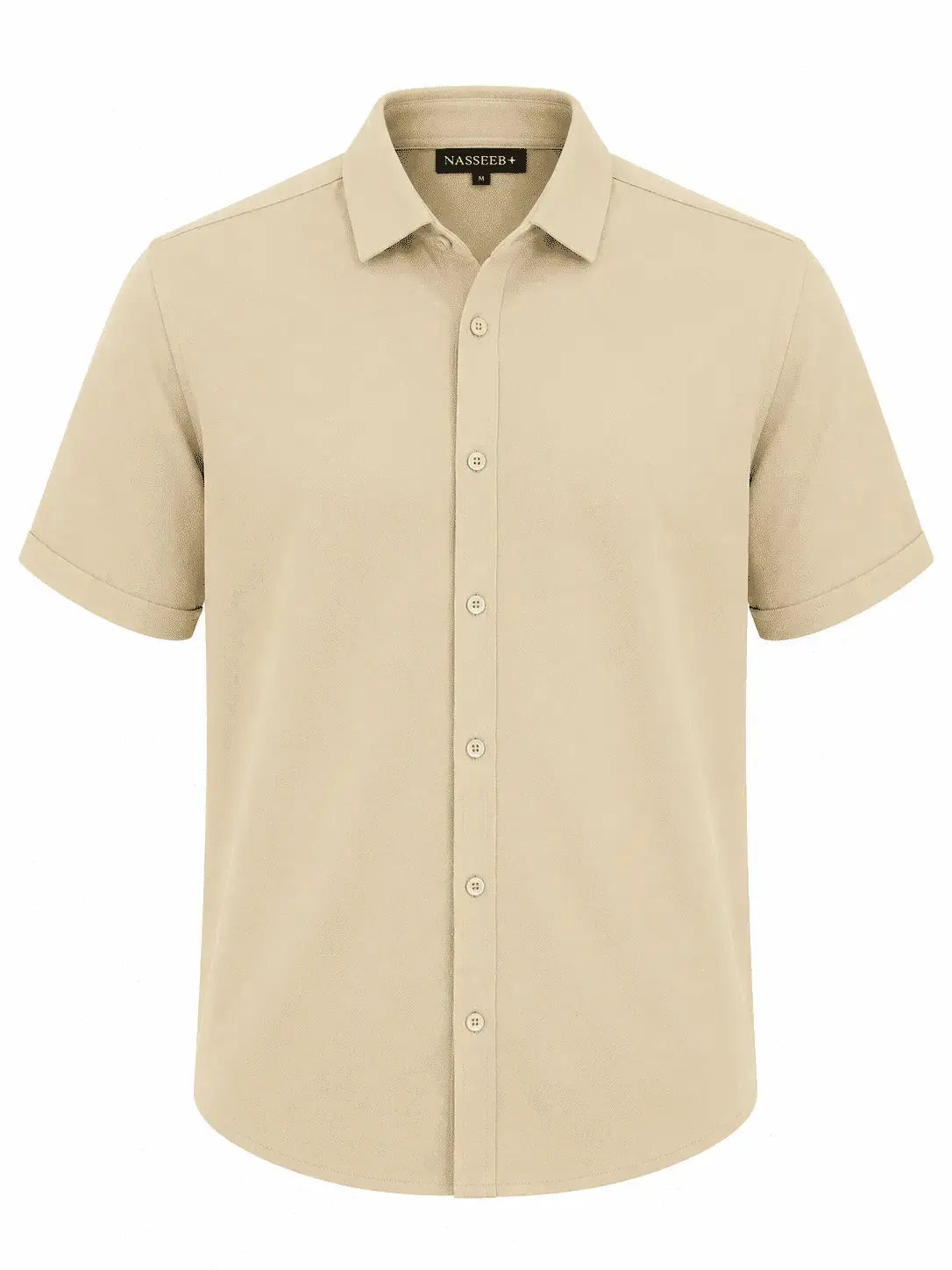 Beige Men's Essential Knit Polo front view by Nasseeb