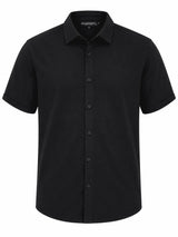Black Men's Essential Knit Polo front view by Nasseeb