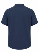 Navy blue Men's Essential Knit Polo back view by Nasseeb