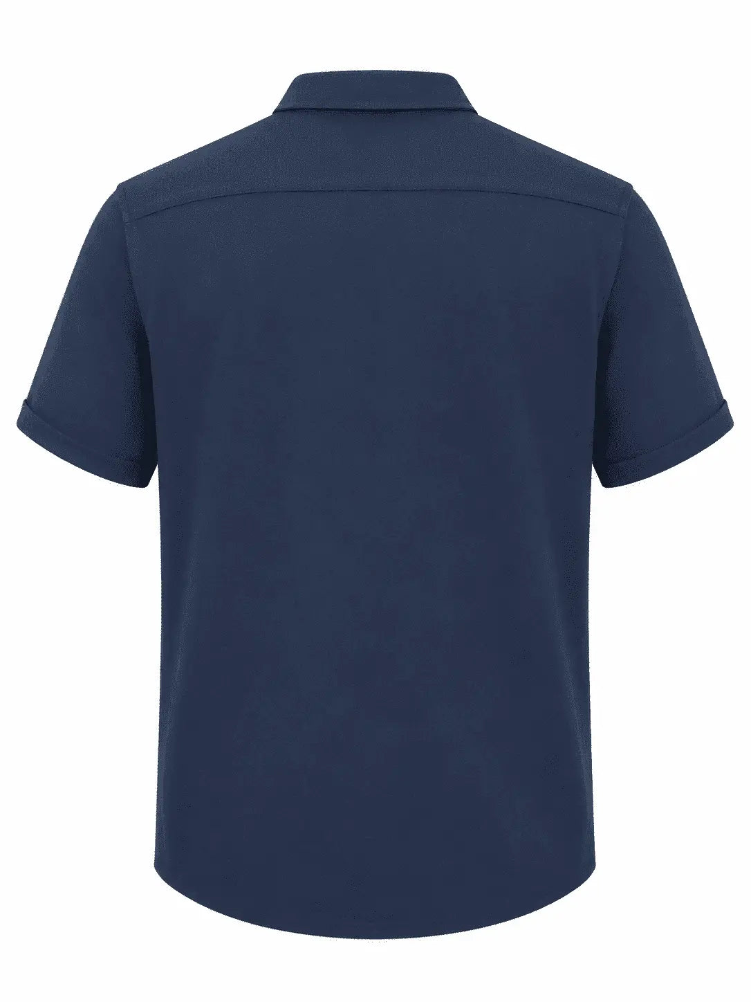 Navy blue Men's Essential Knit Polo back view by Nasseeb