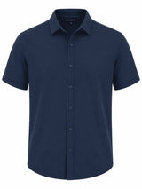 Navy blue Men's Essential Knit Polo front view by Nasseeb