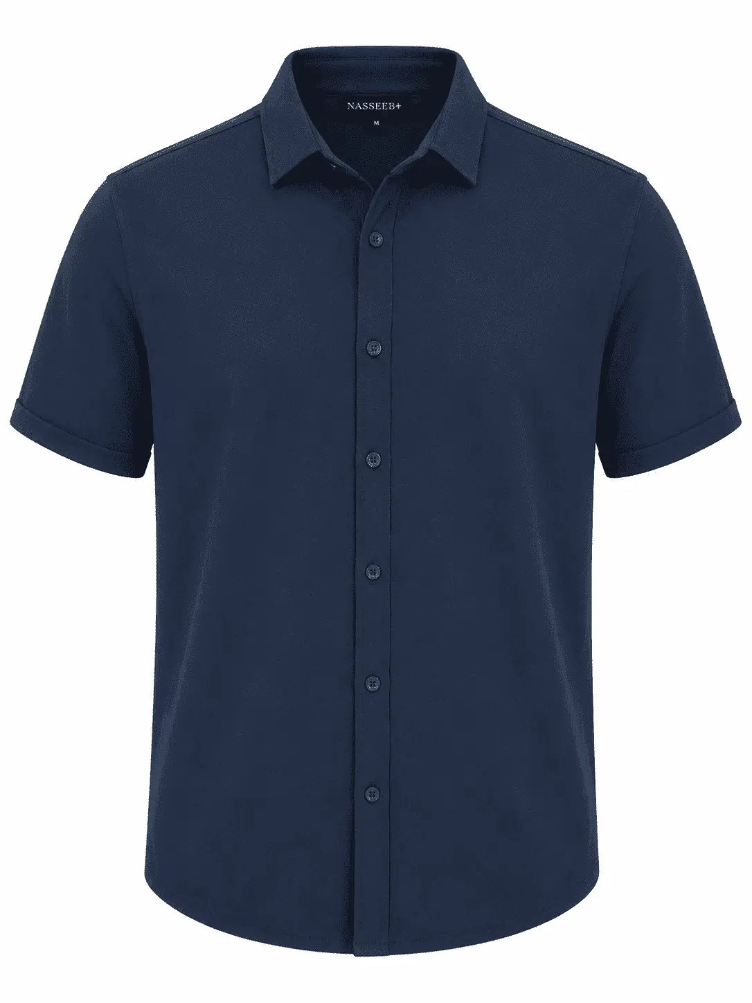Navy blue Men's Essential Knit Polo front view by Nasseeb