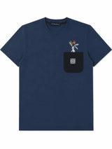 Front view of Nasseeb Men's Heritage Pocket T-Shirt in navy blue