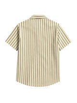Back view of Nasseeb Men's Monaco striped short sleeve shirt
