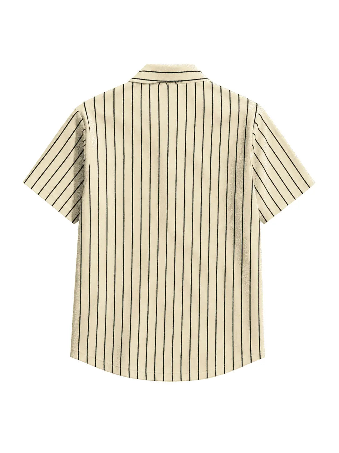 Back view of Nasseeb Men's Monaco striped short sleeve shirt