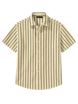 Front view of Nasseeb Men's Monaco striped short sleeve shirt