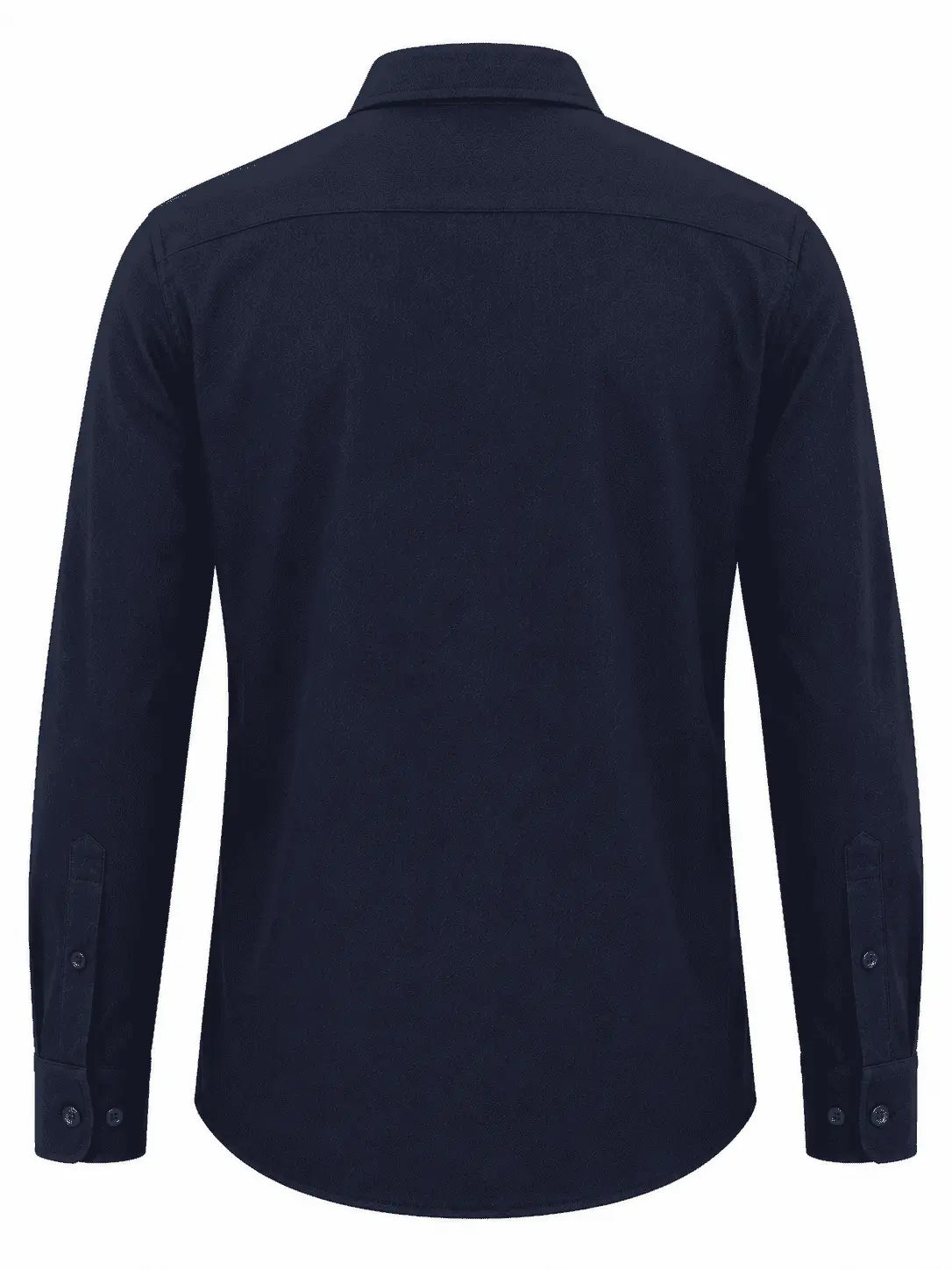 Back view of Nasseeb Men's Monte Vista button down shirt in navy blue