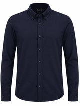 Front view of Nasseeb Men's Monte Vista button down shirt in navy blue