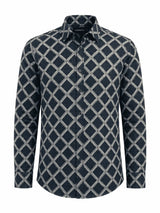 Navy blue Men's Sienna Weave Shirt front view by Nasseeb