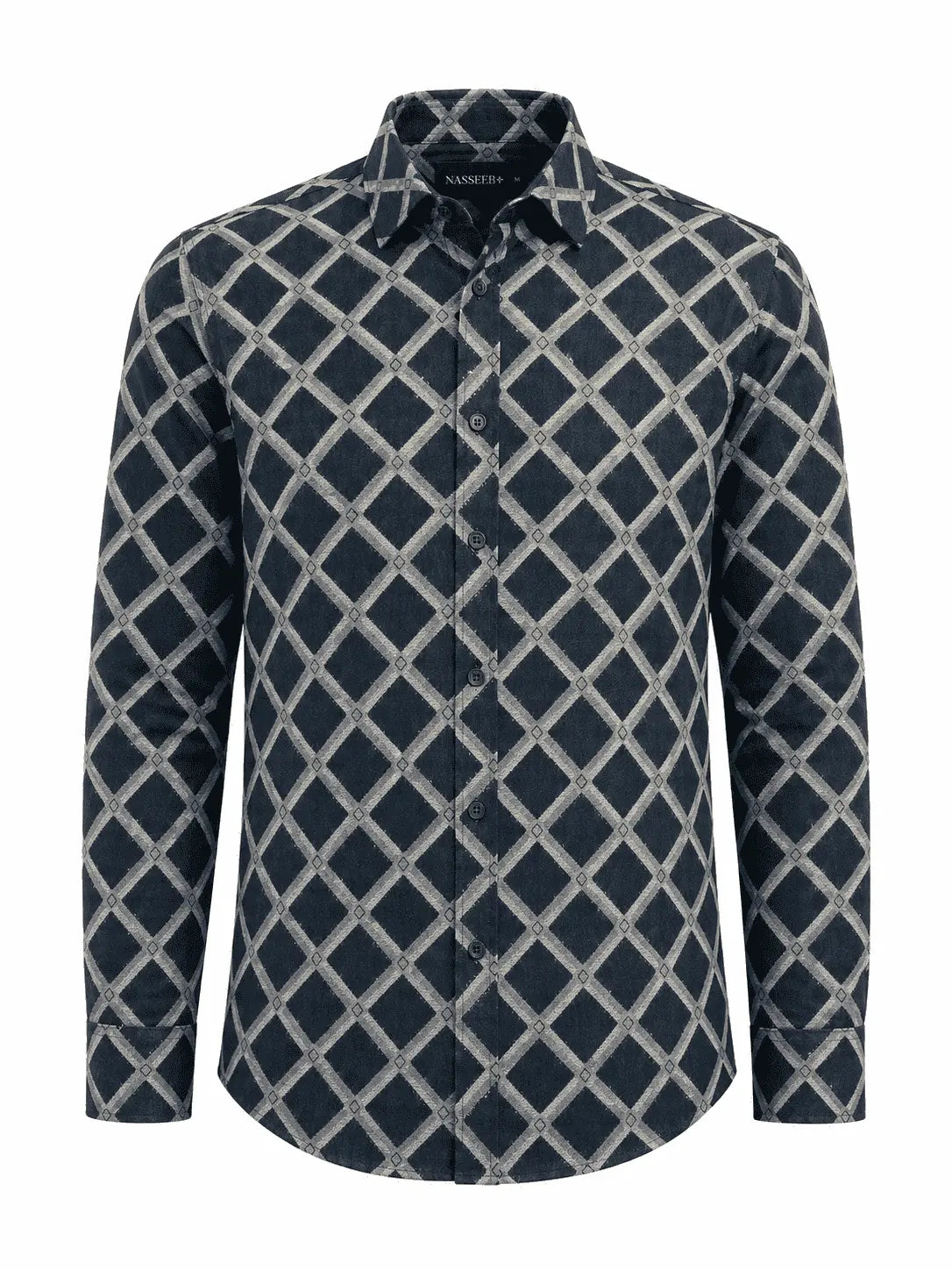 Navy blue Men's Sienna Weave Shirt front view by Nasseeb
