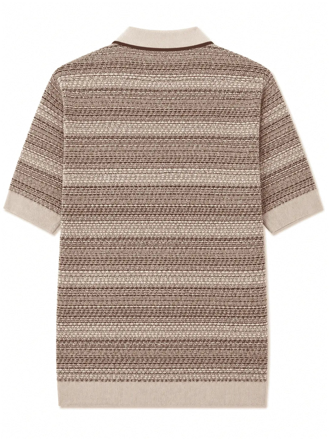 Back view of Nasseeb men's textured polo shirt in beige brown