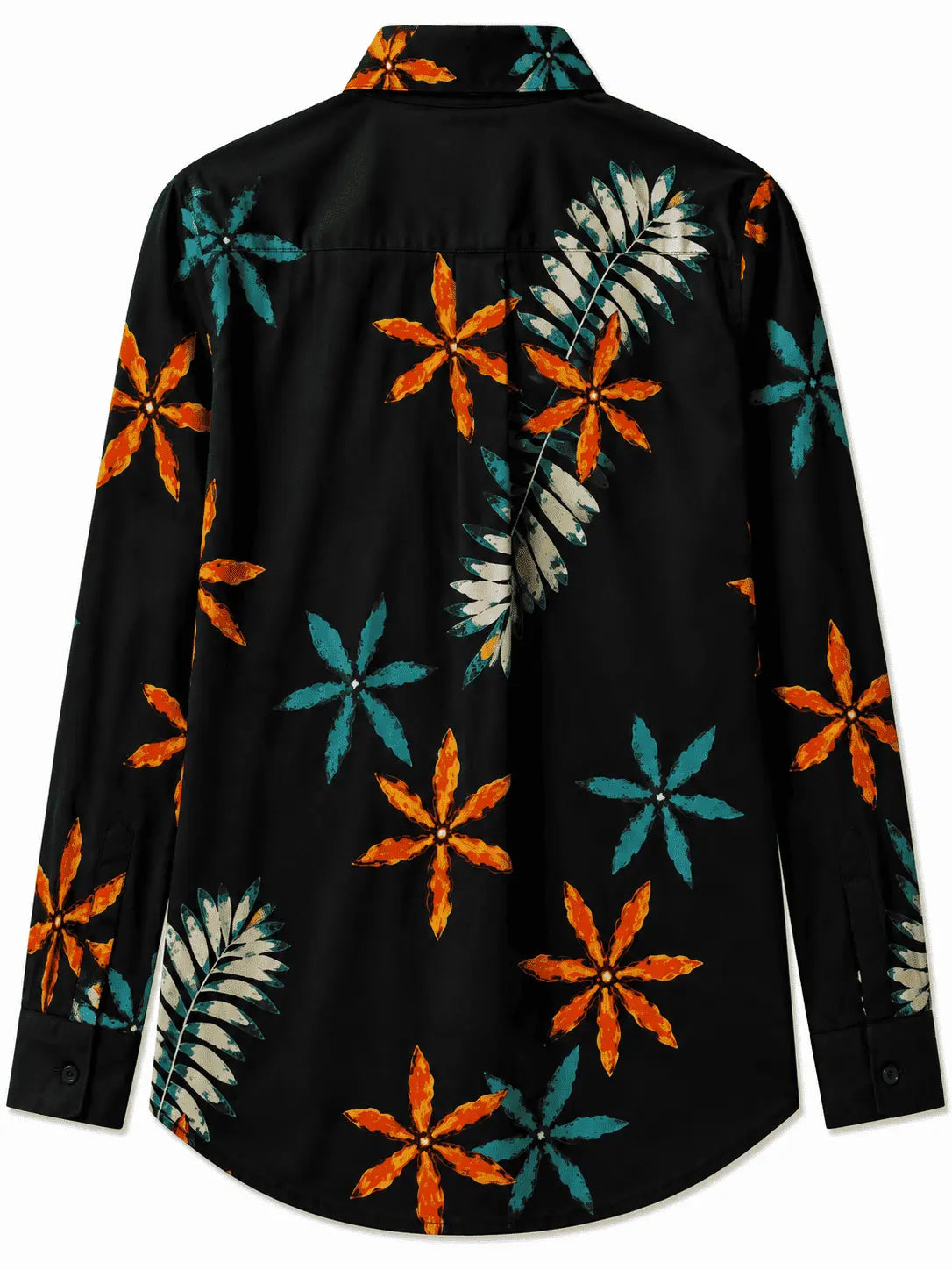 Back view of Nasseeb Women's Riviera tropical floral shirt