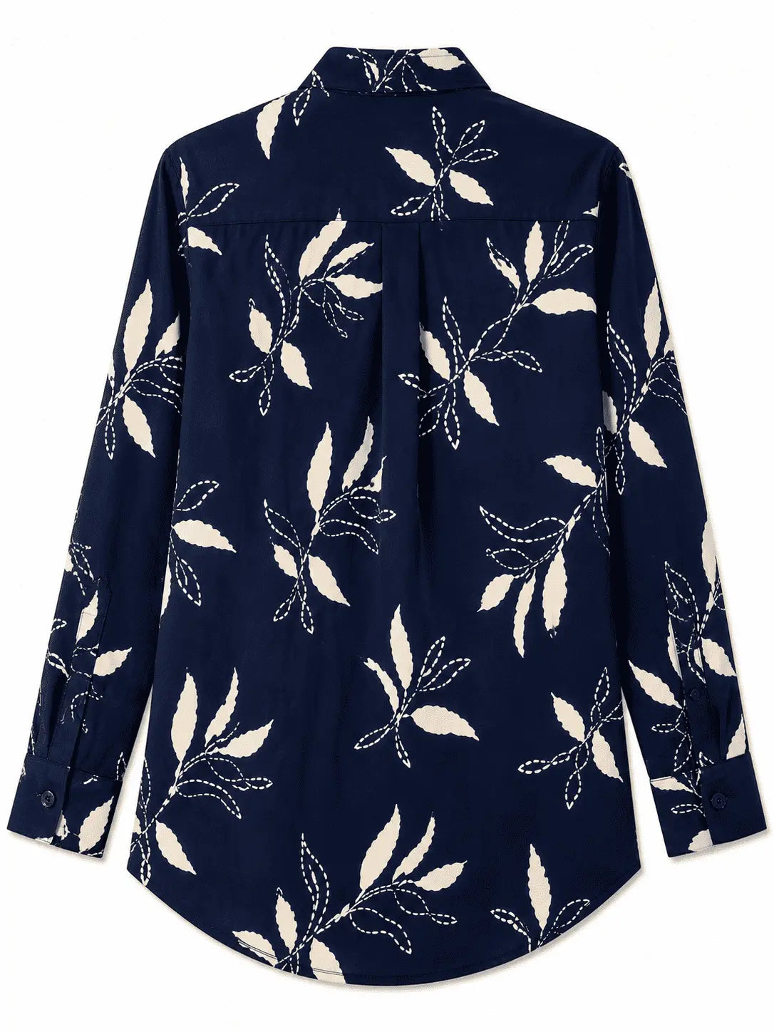 Back view of Nasseeb Women's Capri navy floral shirt