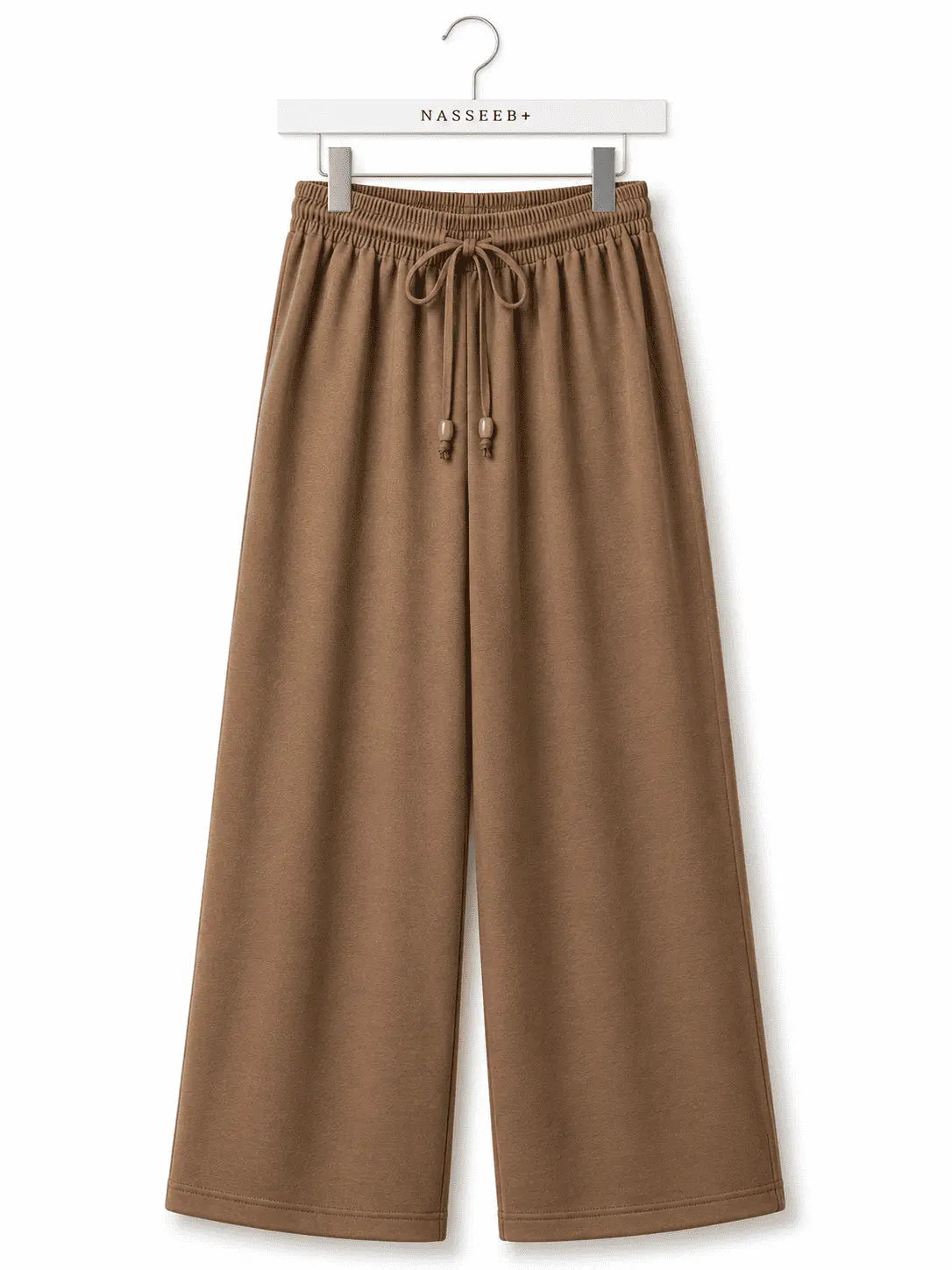 Front view of Nasseeb Women's Essence Trousers in camel brown