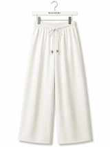 Front view of Nasseeb Women's Essence Trousers in ivory cream