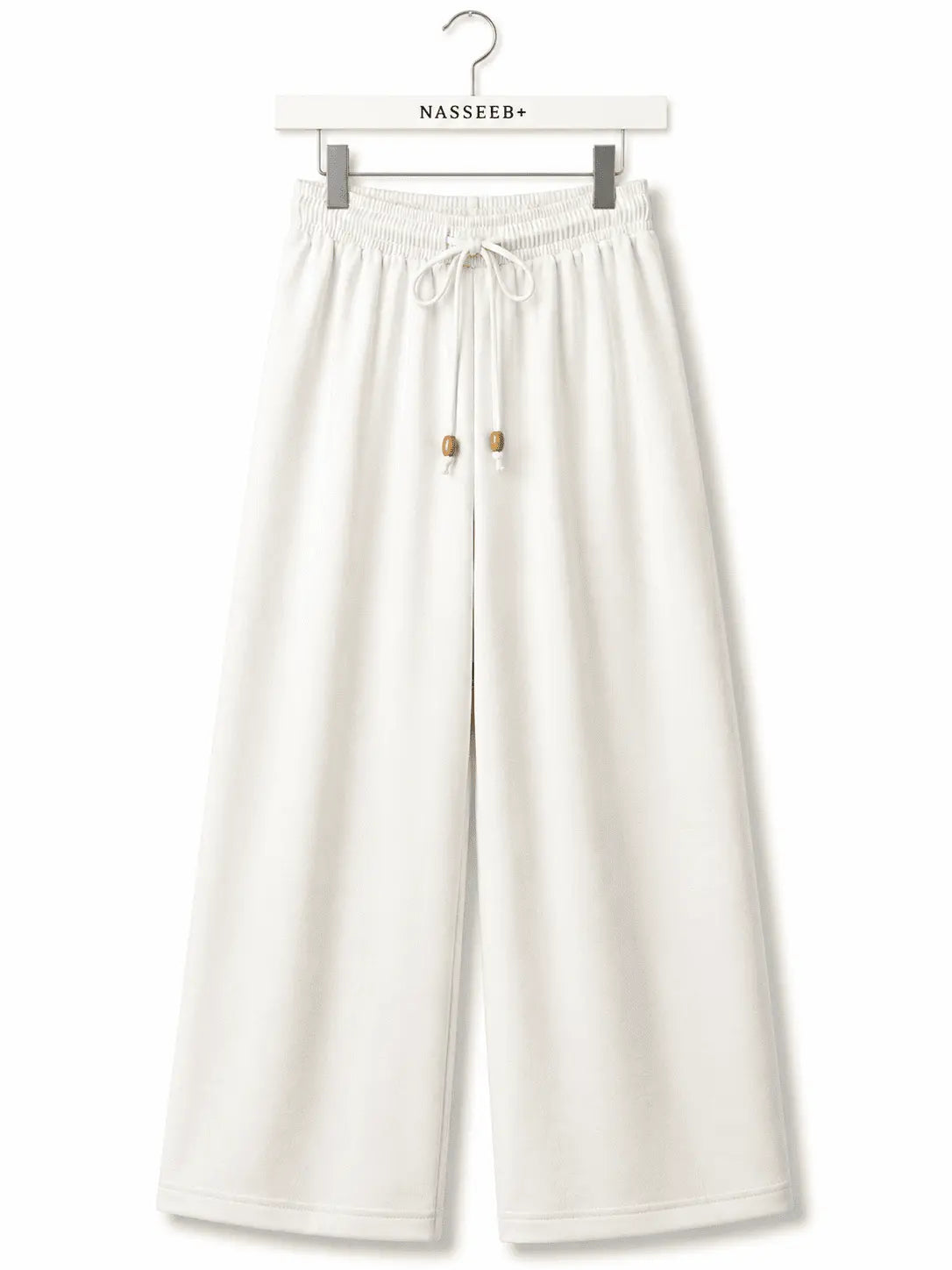 Front view of Nasseeb Women's Essence Trousers in ivory cream