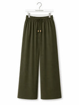 Front view of Nasseeb Women's Essence Trousers in olive green