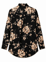 Back view of Nasseeb Women's Florence floral print shirt in black
