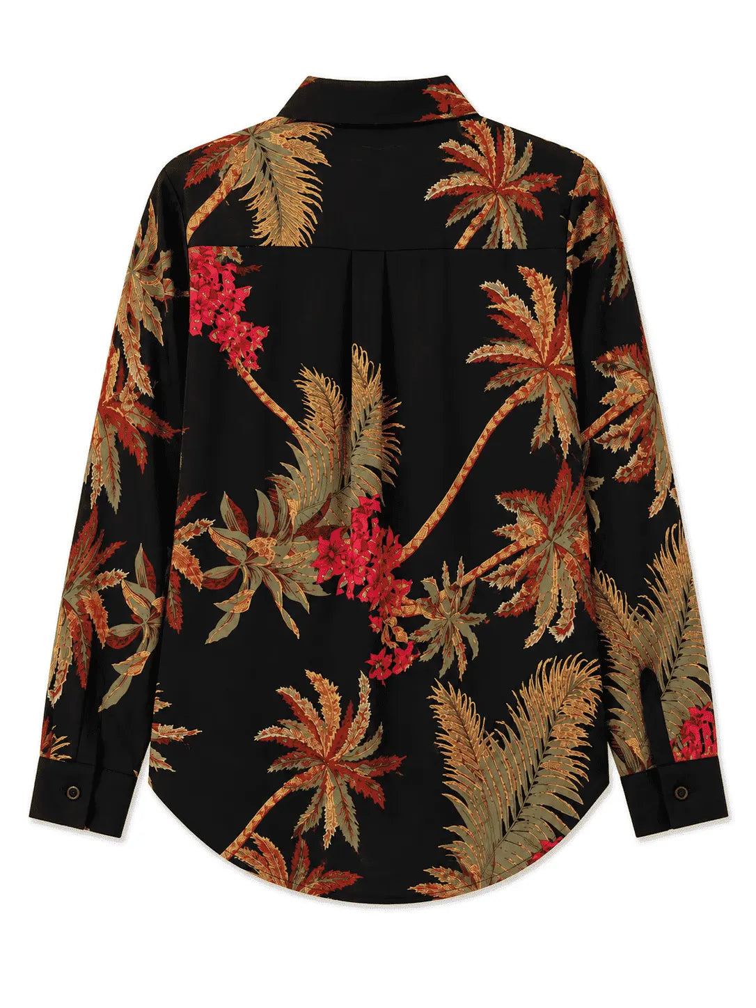 Back view of Nasseeb Women's Monaco tropical print shirt