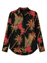 Front view of Nasseeb Women's Monaco tropical print shirt