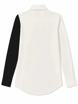 Back view of Nasseeb Monarch floral embroidered shirt in black and white