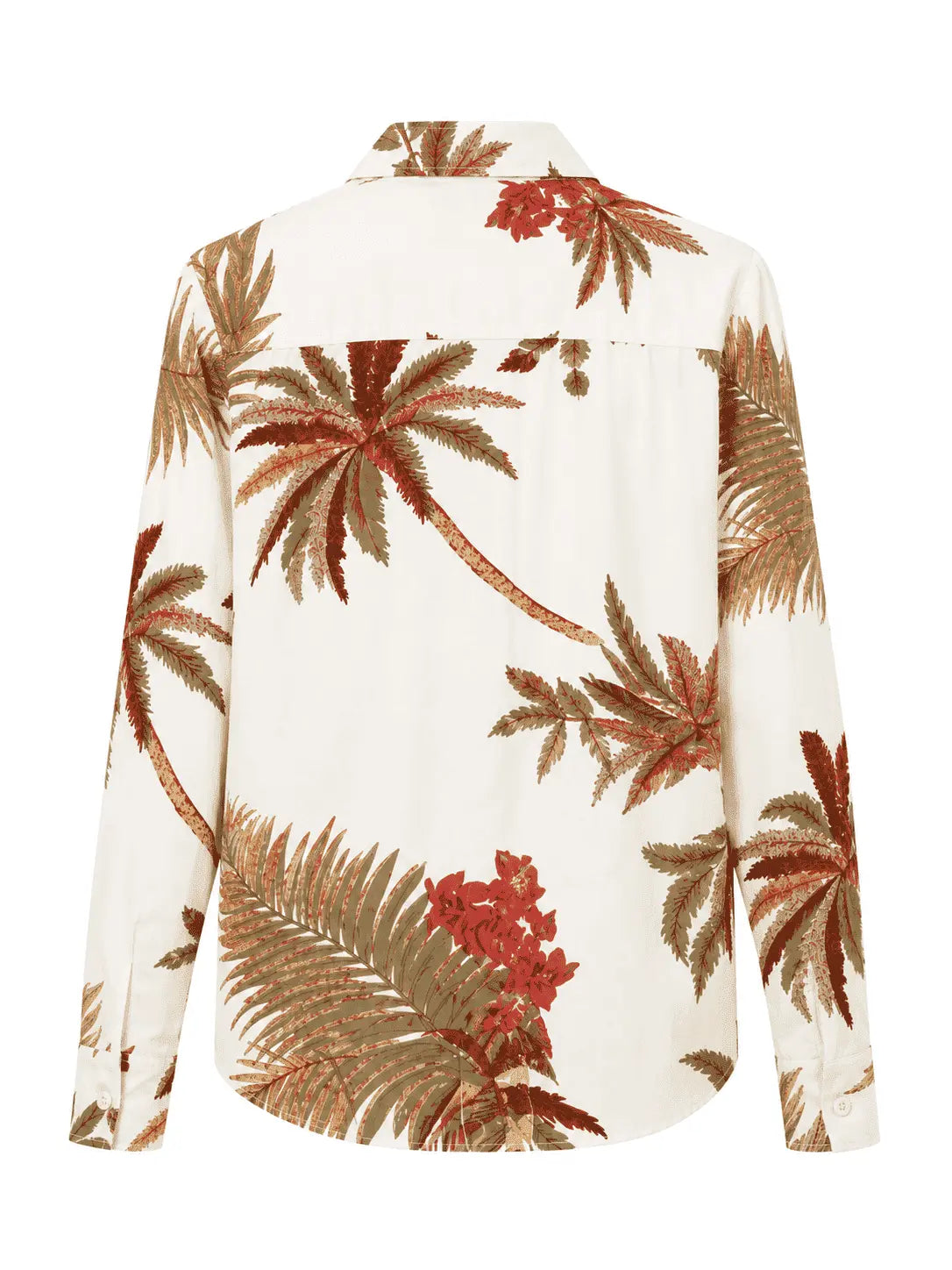 Women's palm print shirt Palm Haven back view by Nasseeb
