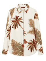 Women's palm print shirt Palm Haven front view by Nasseeb