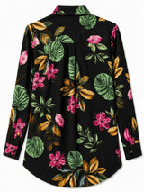 Back view of Nasseeb Women's Riviera botanical print shirt