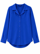Front view of Nasseeb Women's Sapphire Shirt in blue