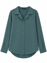 Front view of Nasseeb Women's Sapphire Shirt in teal green