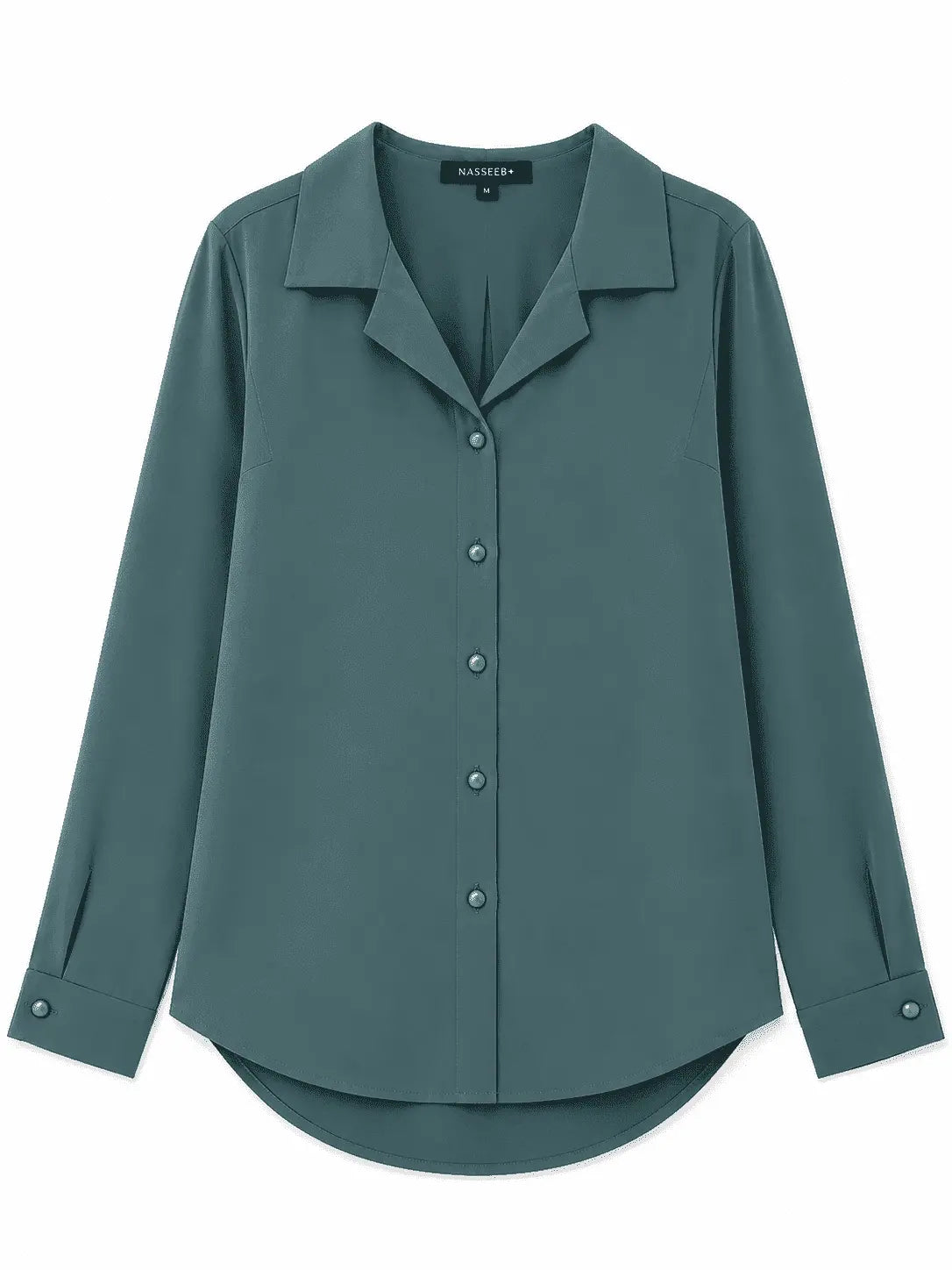Front view of Nasseeb Women's Sapphire Shirt in teal green